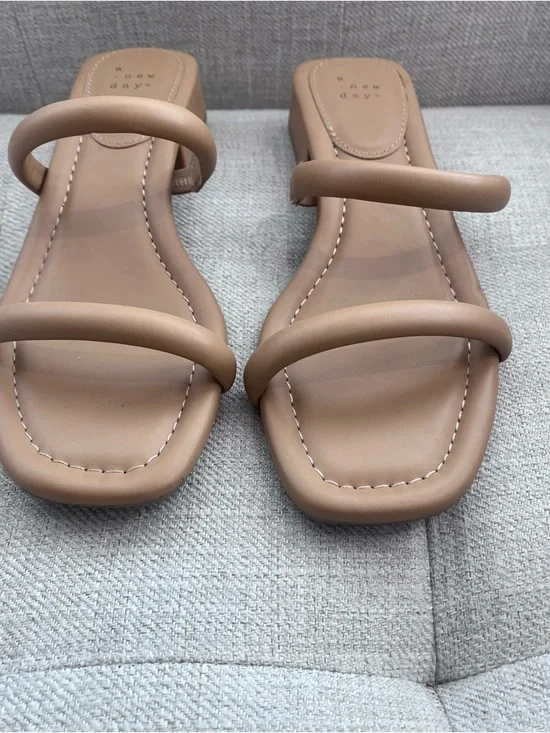 A New Day Nude Heeled Sandals | Minimal Strap | Block Heel | Size 8.5 - Picture 2 of 4